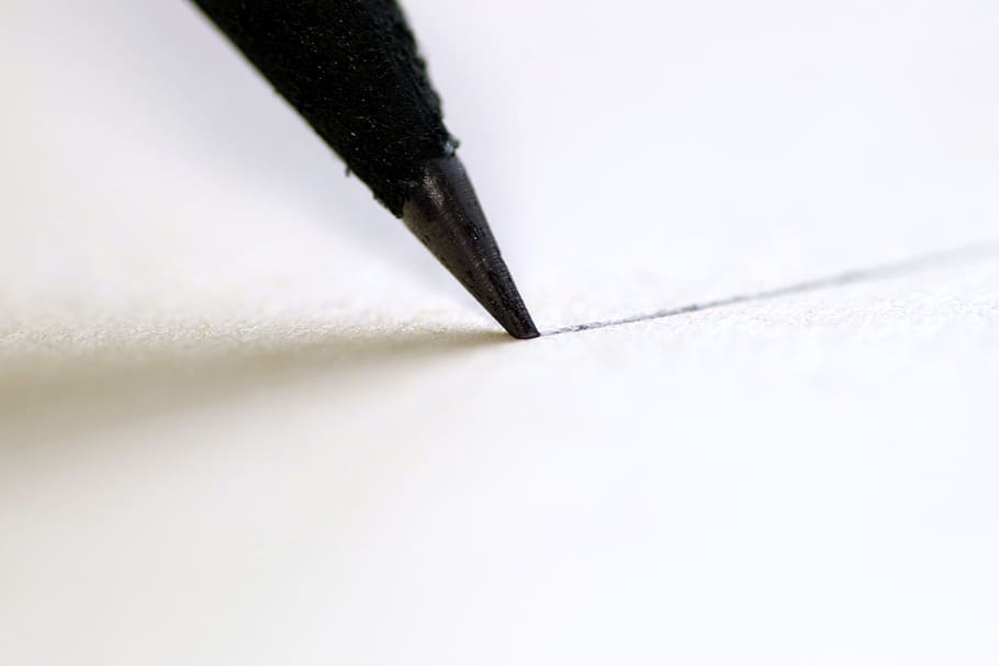 black pen, pencil, to write, sharpened, stationery, office HD wallpaper