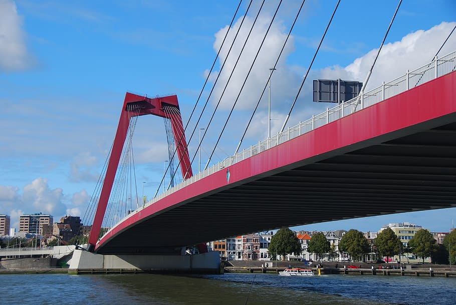 rotterdam, bridge, water, built structure, architecture, sky HD wallpaper