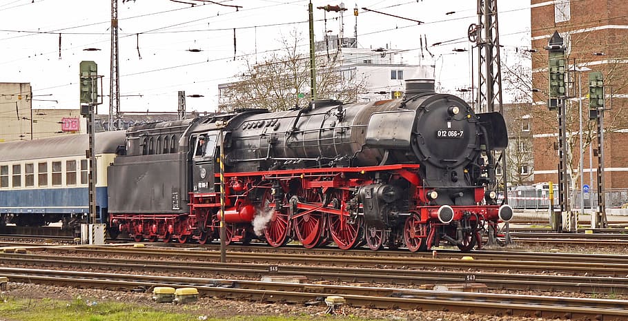 Steam Locomotive, Express Train, penny farthing locomotive, series 01-10, HD wallpaper