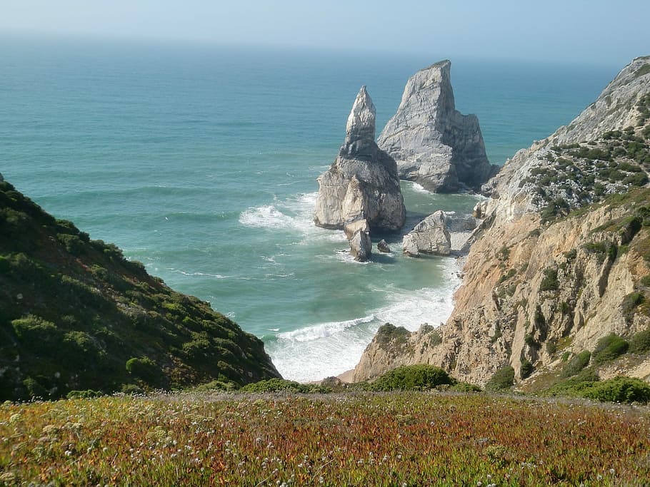 Rock, Sea, Cliff, White Cliffs, Portugal, rock - object, nature HD wallpaper