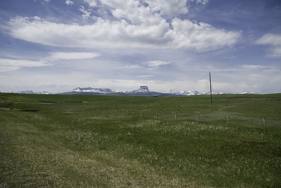 Distant Mountains under cloudy skies in Alberta, canada, clouds HD wallpaper