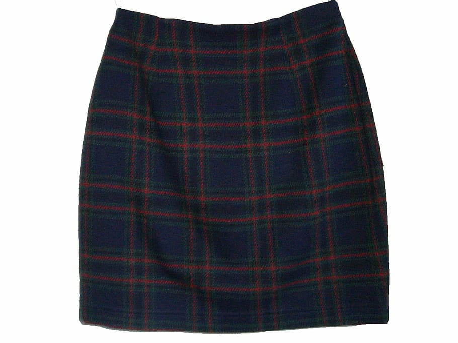 women's blue and red skirt, skirts, tartan, pictures, rock, cut out, HD wallpaper
