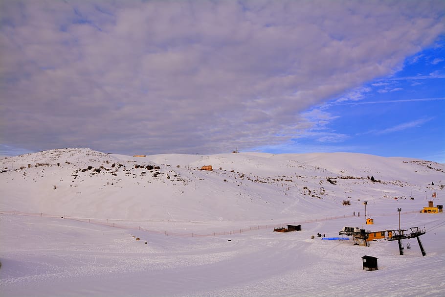 winter, snow, outdoors, sky, cloud - sky, scenics - nature HD wallpaper