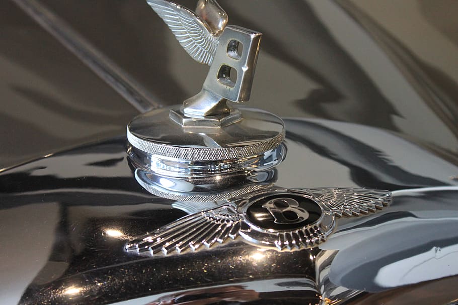 cool figure, bentley, oldtimer, chrome, antique, silver, nobel body HD wallpaper