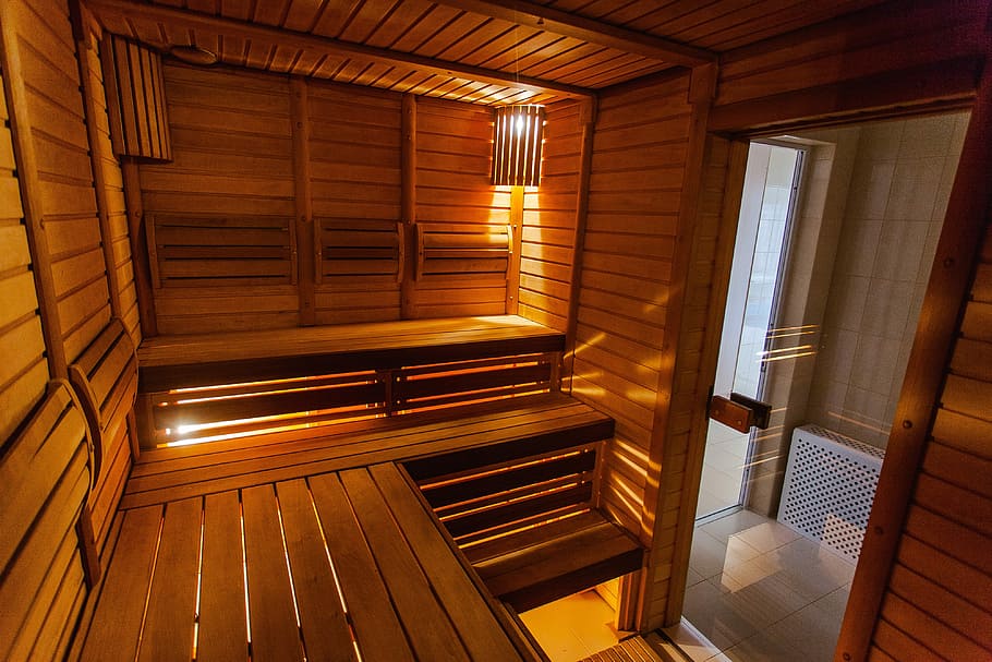brown wooden house interior, bath, firewood, design, sauna, blow