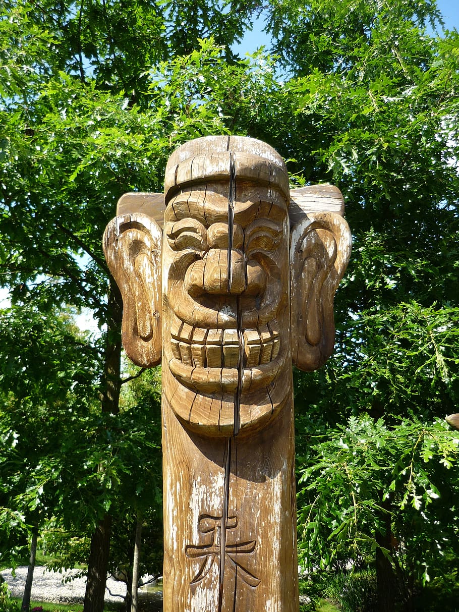 sculpture, wood, get, holzfigur, art, statue, carving, face HD wallpaper
