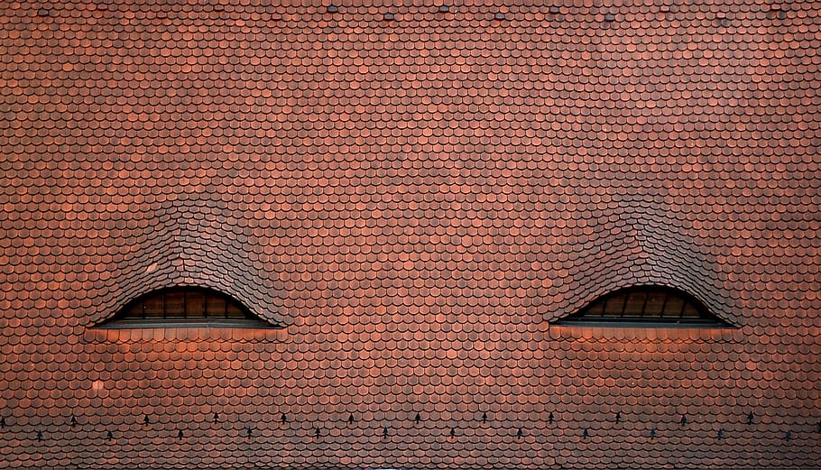 brown house roof, rooftop, minimal, eye, brick, pattern, backgrounds HD wallpaper