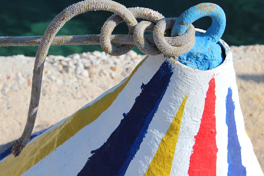 buoy, bright, float, summer, blue, colorful, metal, no people HD wallpaper