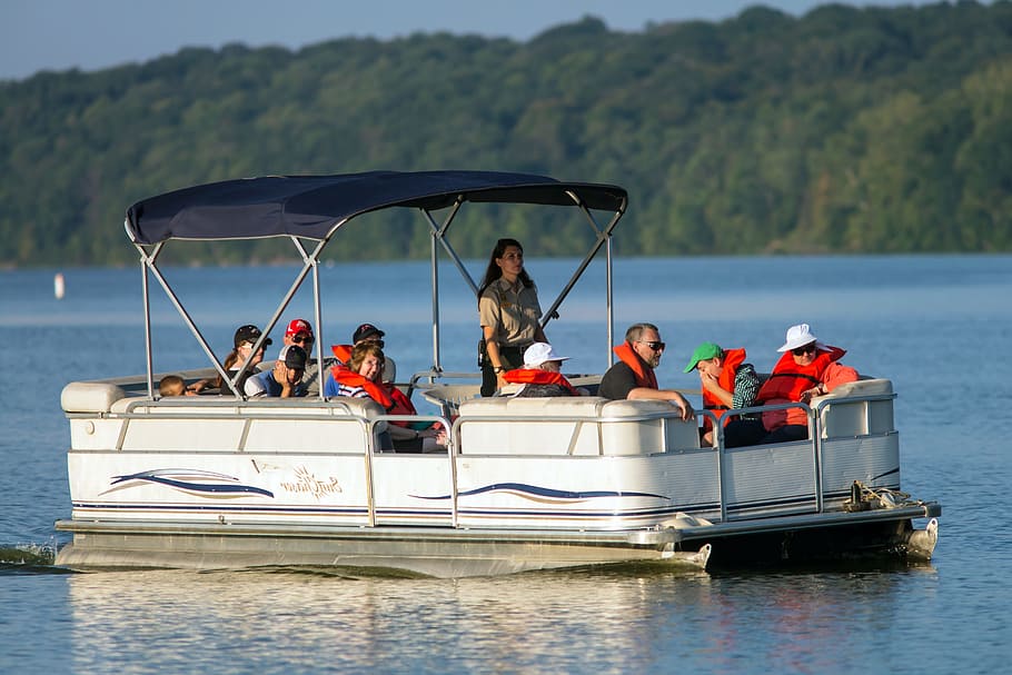 Pontoon, Boats, Boating, Summer, nautical vessel, water, transportation, HD wallpaper