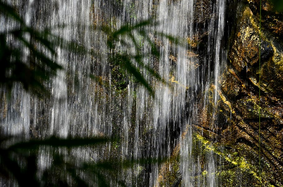 Waterfall, Mountains, Nature, no people, moss, day, outdoors HD wallpaper