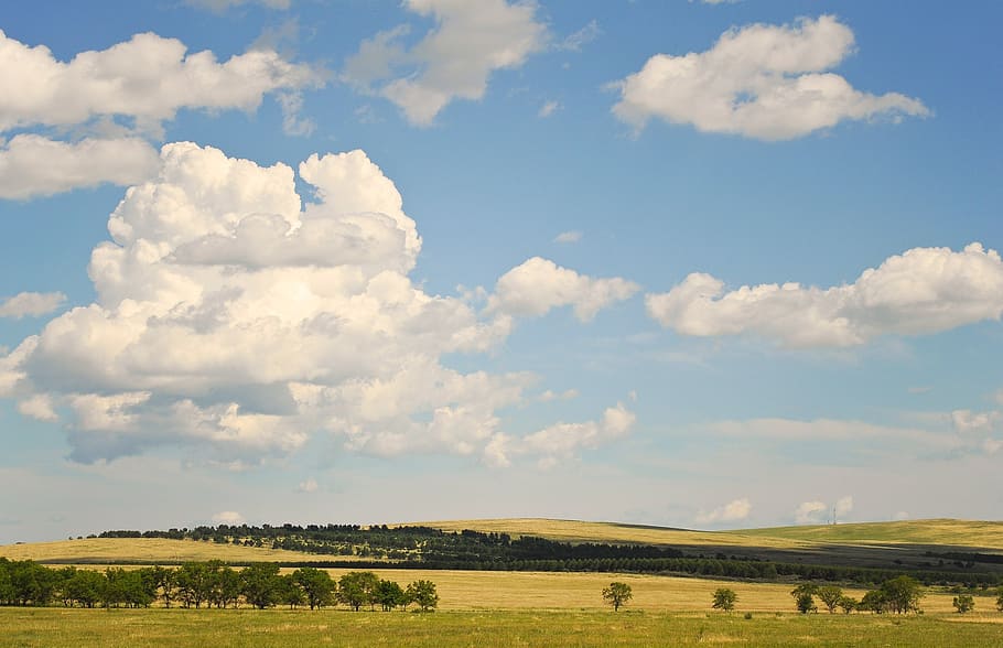 summer, field, sky, clouds, outdoors, tranquil, stratosphere HD wallpaper