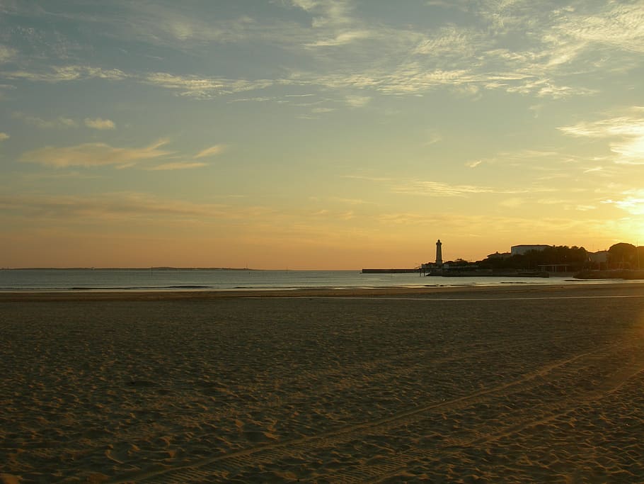 beach sunset, evening, dusk, sky, land, scenics - nature, cloud - sky HD wallpaper