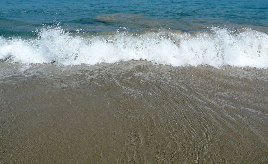 ocean, waves, beach, water, flowing, splash, sea, caribbean HD wallpaper