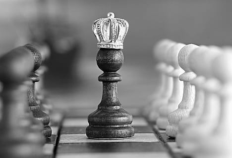 grayscale photography of pawn chess piece, black, king, leisure games HD wallpaper