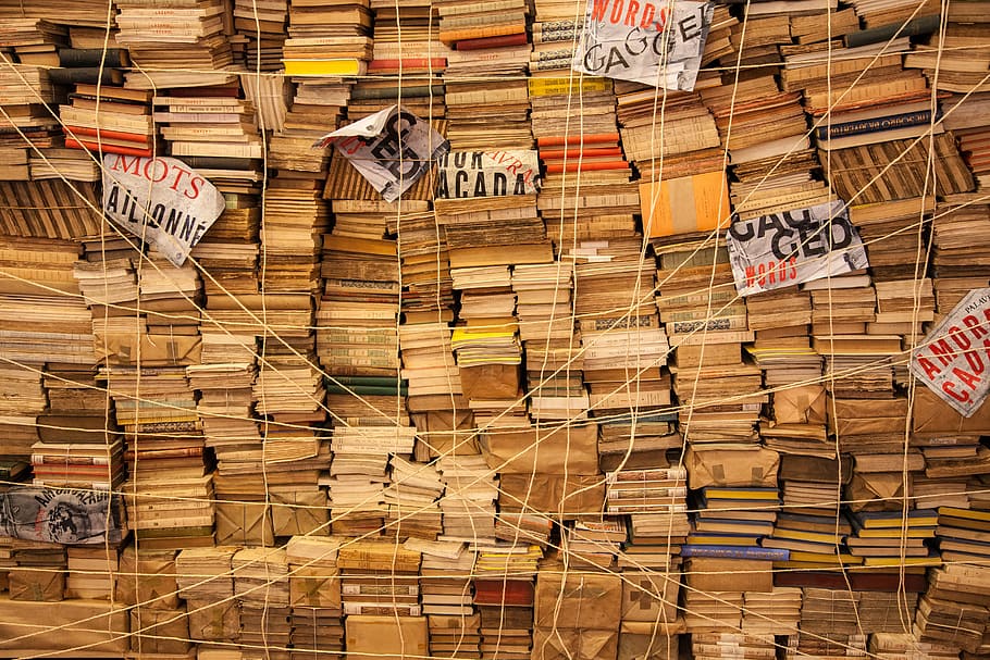 piled books with strings, rope, library, bieb, color, books to borrow HD wallpaper