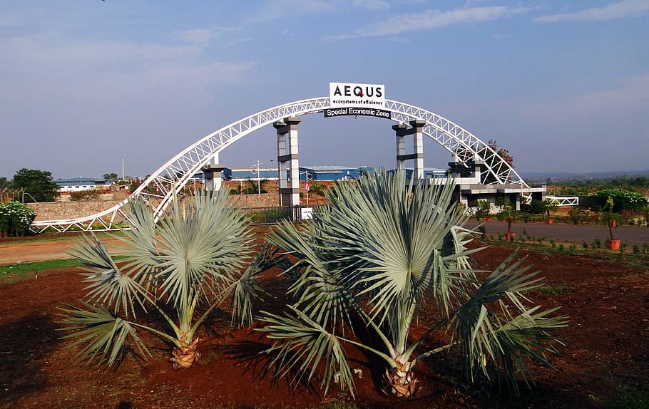 aequs sez, special economic zone, manufacturing, gate, bismarck palm, HD wallpaper