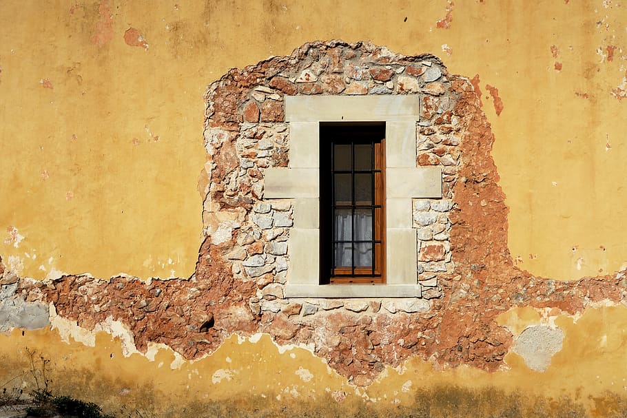 window, old wall, old windows, wall stone, architecture, built structure HD wallpaper