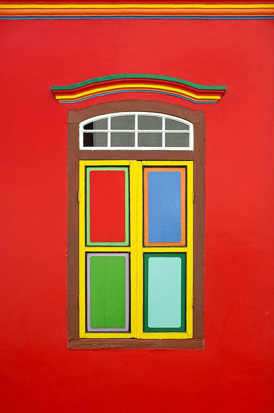 red, wall, window, architecture, built structure, no people HD wallpaper