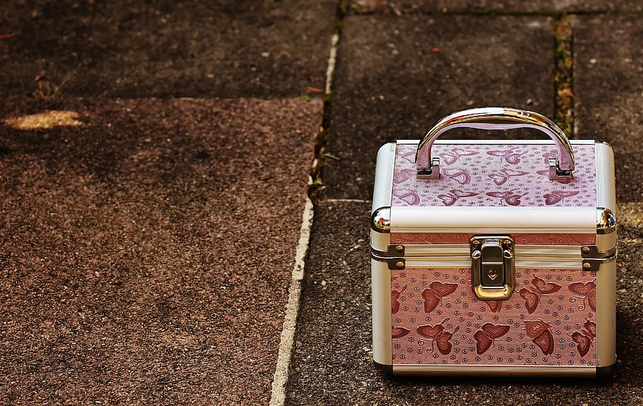 briefcase, pink, silver, cute, luggage, vanity cases, storage HD wallpaper