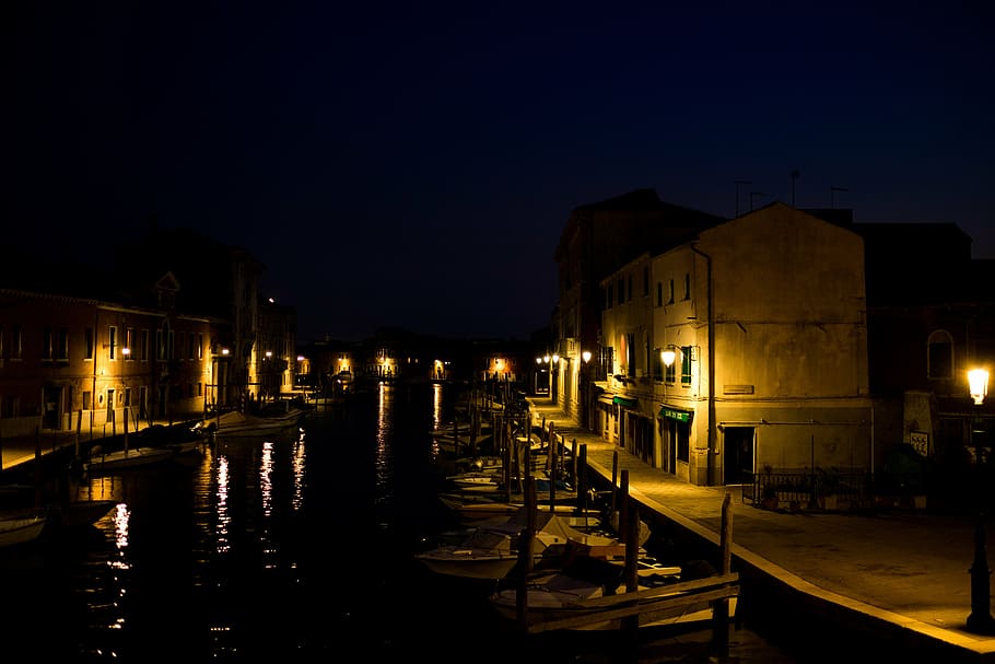 murano, light, night, channel, at night, building, illuminated HD wallpaper