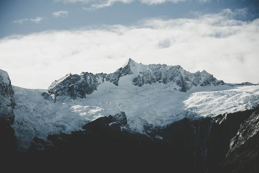 mountains under snow during daytime, white snow-capped mountain HD wallpaper