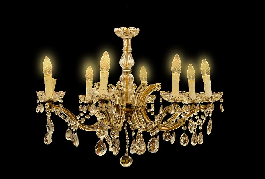 lighted uplight chandelier, lamp, candlestick, isolated, lighting, HD wallpaper