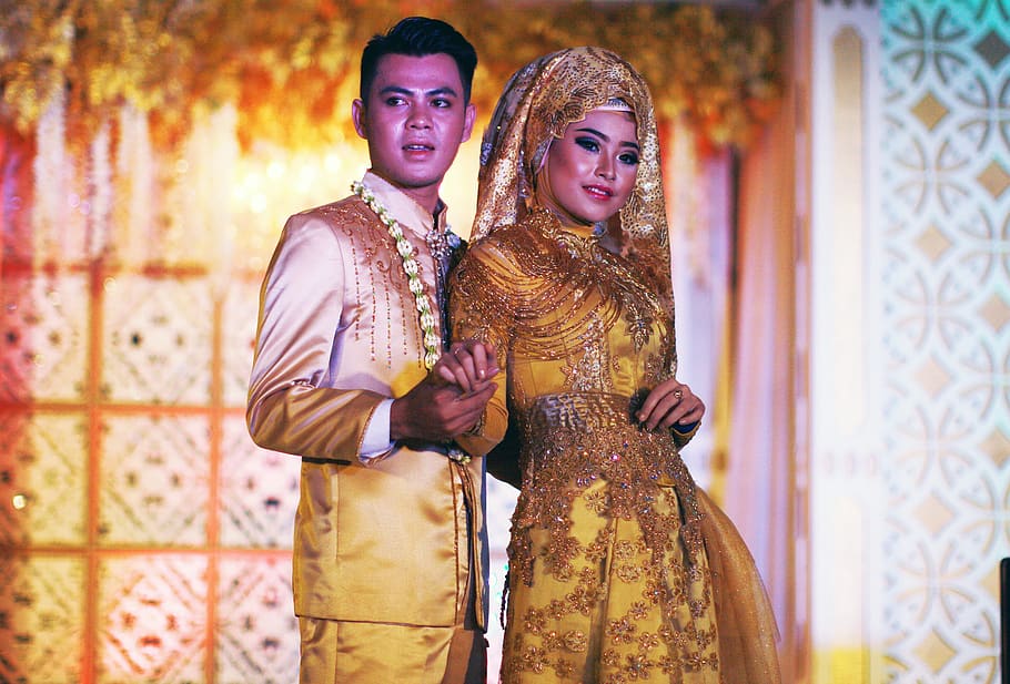 wedding, java wedding, traditional, couple, indonesian, young HD wallpaper
