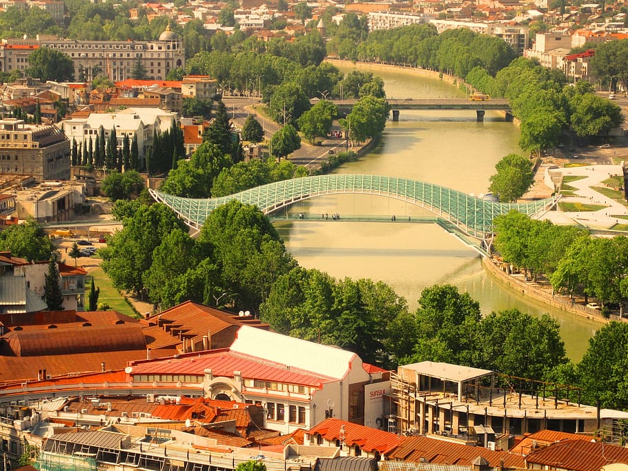 tbilisi, bridge, river, georgia, architecture, caucasus, capital, HD wallpaper