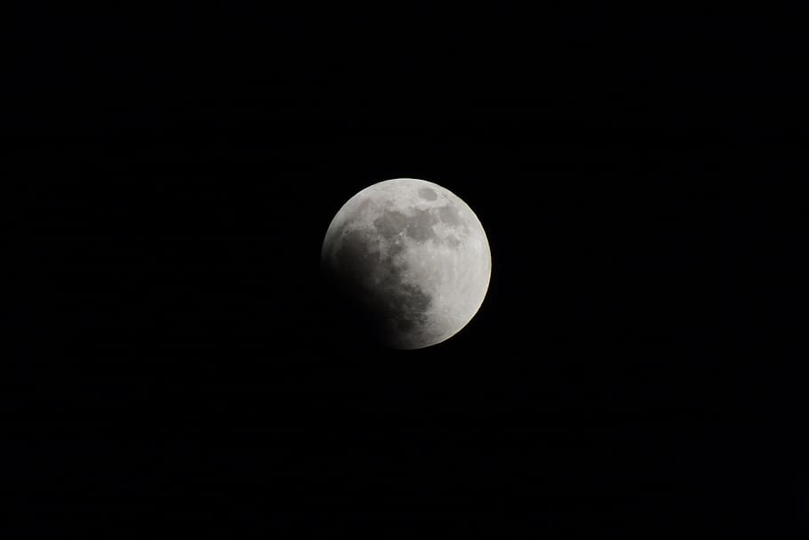 full moon during nighttime illustration, moon eclipse, craters HD wallpaper
