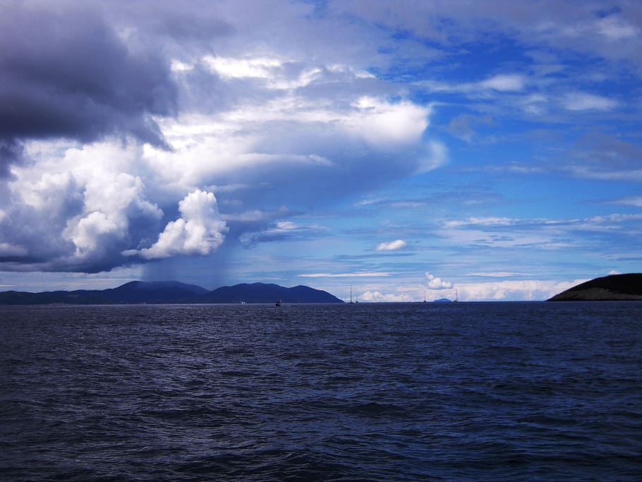 Clouds, Sea, Perspective, Horizon, Mood, atmosphere, cloud - sky HD wallpaper