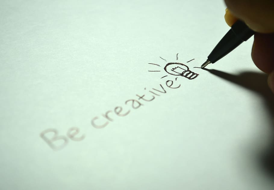 person drawing light bulb illustration, creative, paper, be creative HD wallpaper