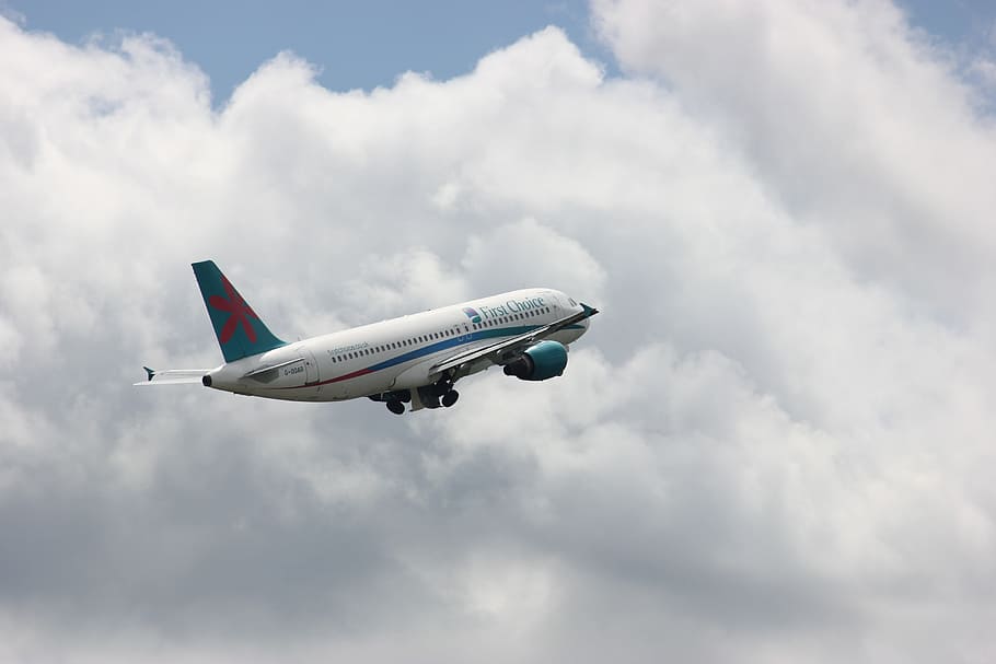 Plane, Airport, Airplane, Flight, Sky, clouds, flying, cloud - sky HD wallpaper