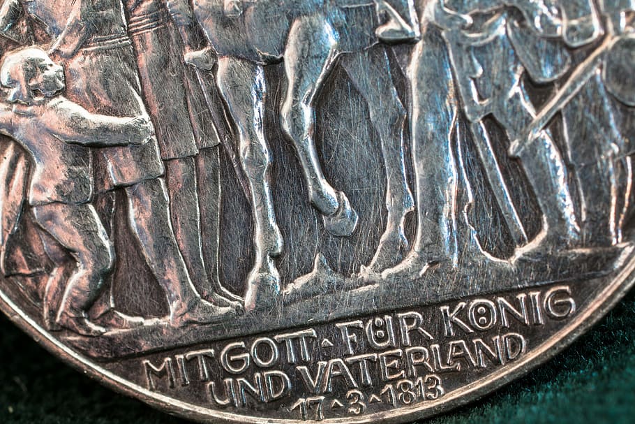 Silver Coin, German, Reichsmark, three, historically, metal