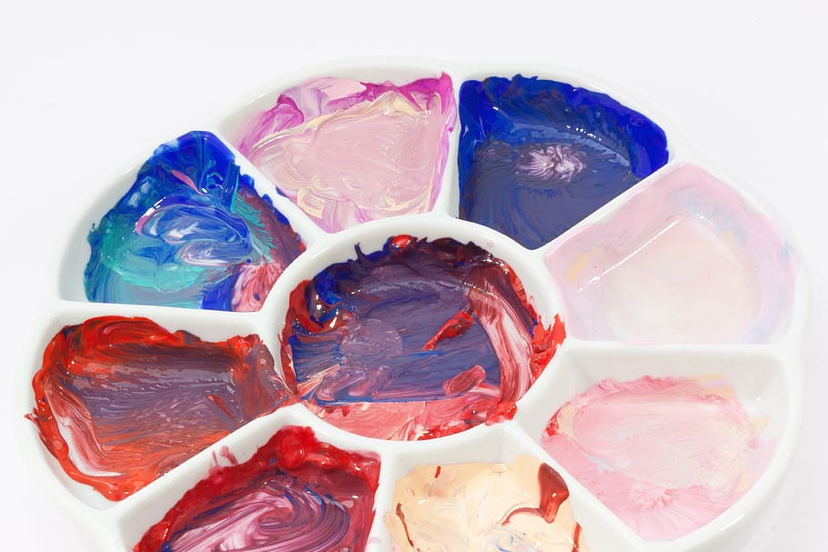 paint tray, range, about, tool, painter, artists, colorful HD wallpaper