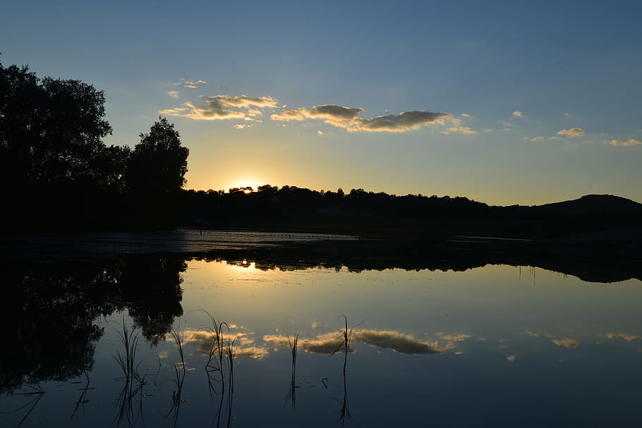 Twilight, Lake, Reflection, Landscape, the scenery, prairie HD wallpaper