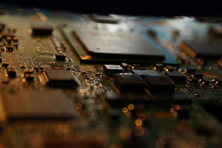 close-up photography of motherboard, technical, circuit board, HD wallpaper