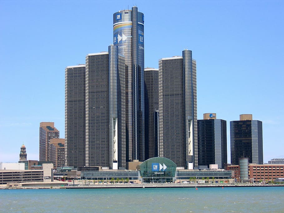 Renaissance Center, the headquarters of General Motors in Detroit, Michigan, HD wallpaper