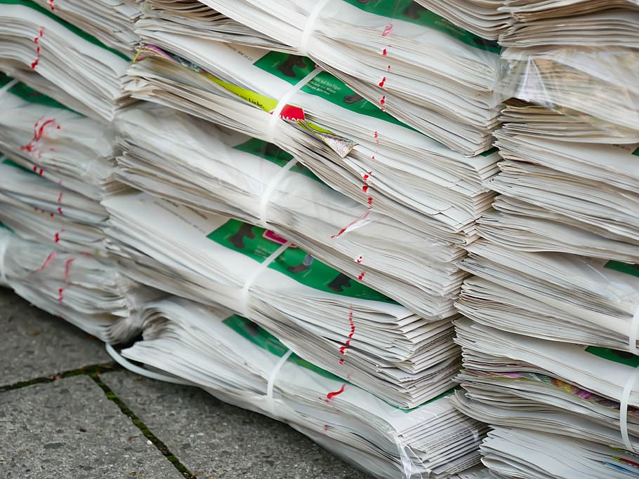 newspaper, pile, stack, material, waste, disposal, recycling HD wallpaper