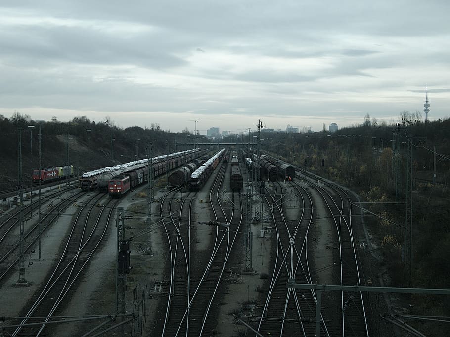 switchyard, railroad, transportation, railway, track, area HD wallpaper