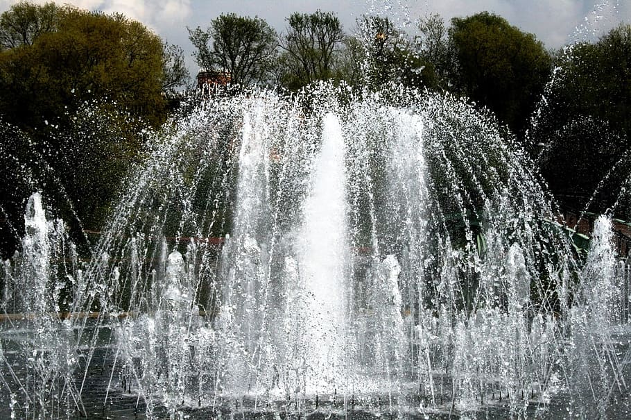 photography of water fountain, fountains, spouting, spraying, HD wallpaper