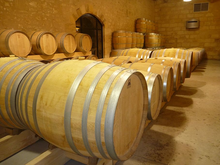 Barrels, Cave, Wine, Saint Emilion, france, cellar, wine cask HD wallpaper