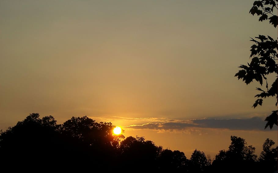 Silhouette, Sunset, Nature, sky, summer, sunlight, travel, evening HD wallpaper