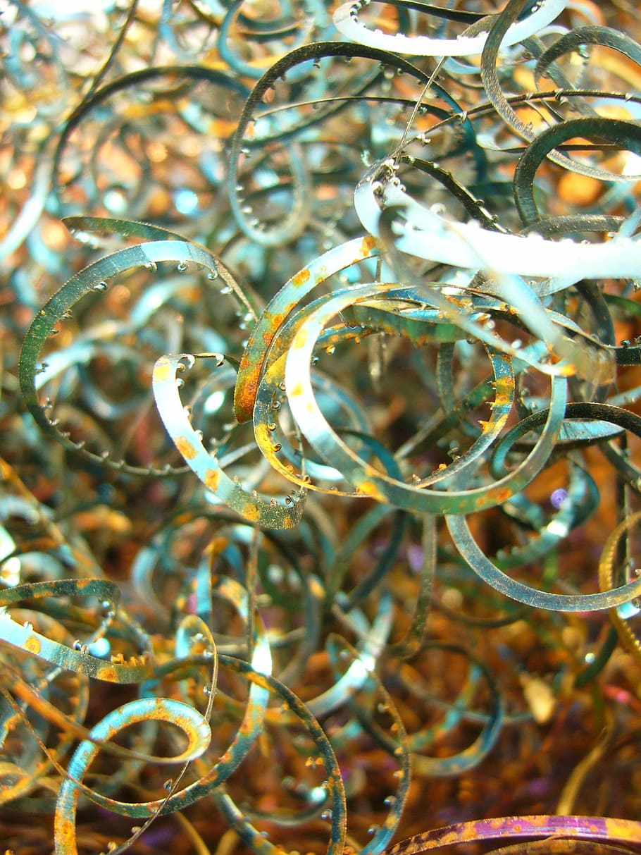 metal, chips, blue, stainless, close-up, no people, selective focus HD wallpaper