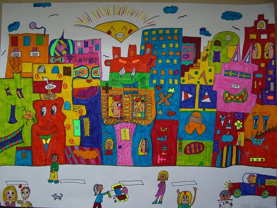 Image, Painted, Colorful, james rizzi, inspired, students work