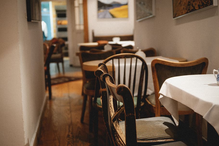 Vintage cafe interior, other, table, restaurant, chair, no People HD wallpaper