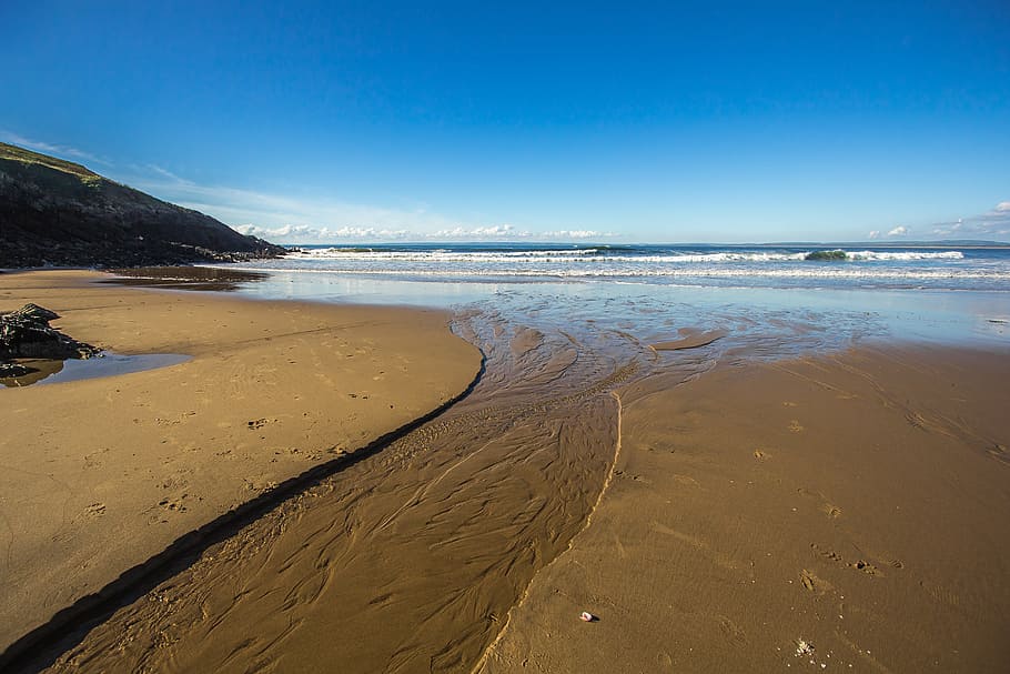 Beach, Low Tide, Sand, Ocean, England, sea, scenics, nature HD wallpaper