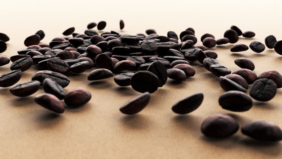 coffee beans on brown surface, grain, roasted coffee, closeup HD wallpaper