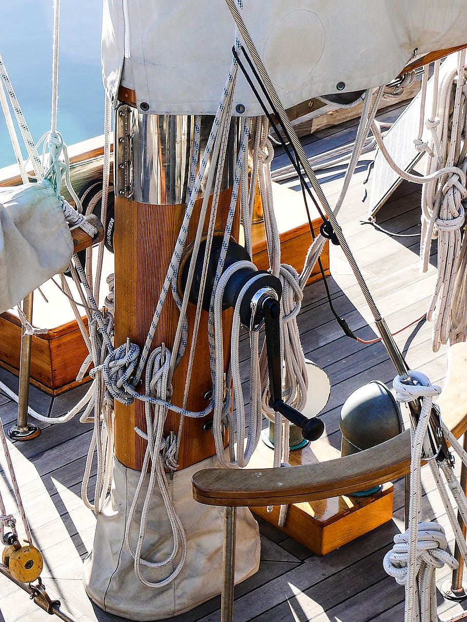sailboat, rigging, rope, strings, sailing, sea, mats, wood HD wallpaper