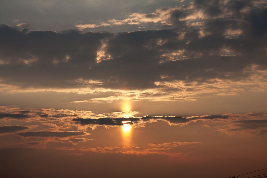 Sunset, Evening Sun, Clouds, sky, sunbeam, nature, cloud - Sky HD wallpaper