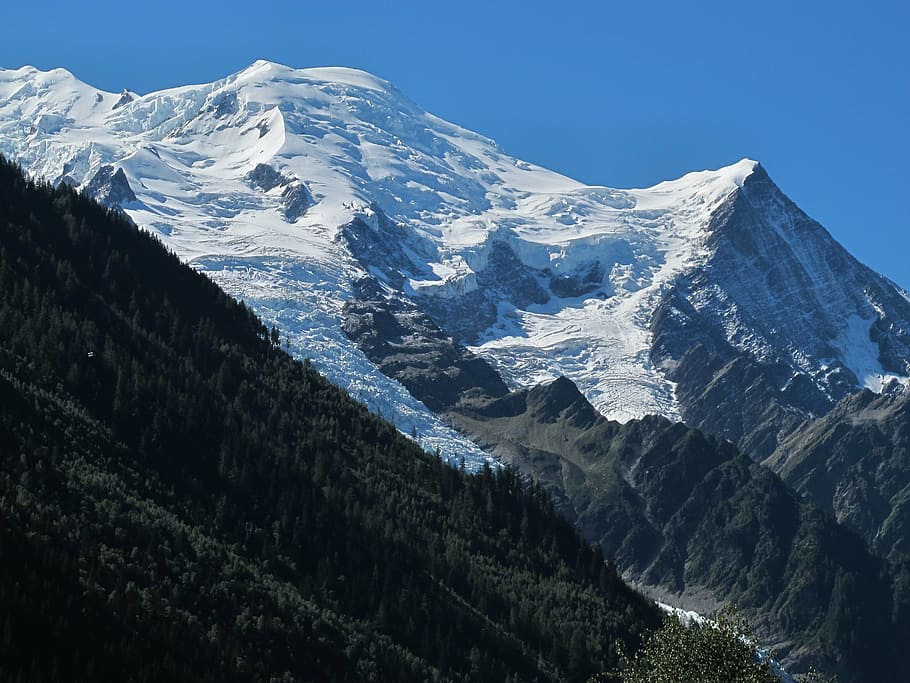 mont blanc, glacier, alpine, mountain, snow, cold temperature HD wallpaper